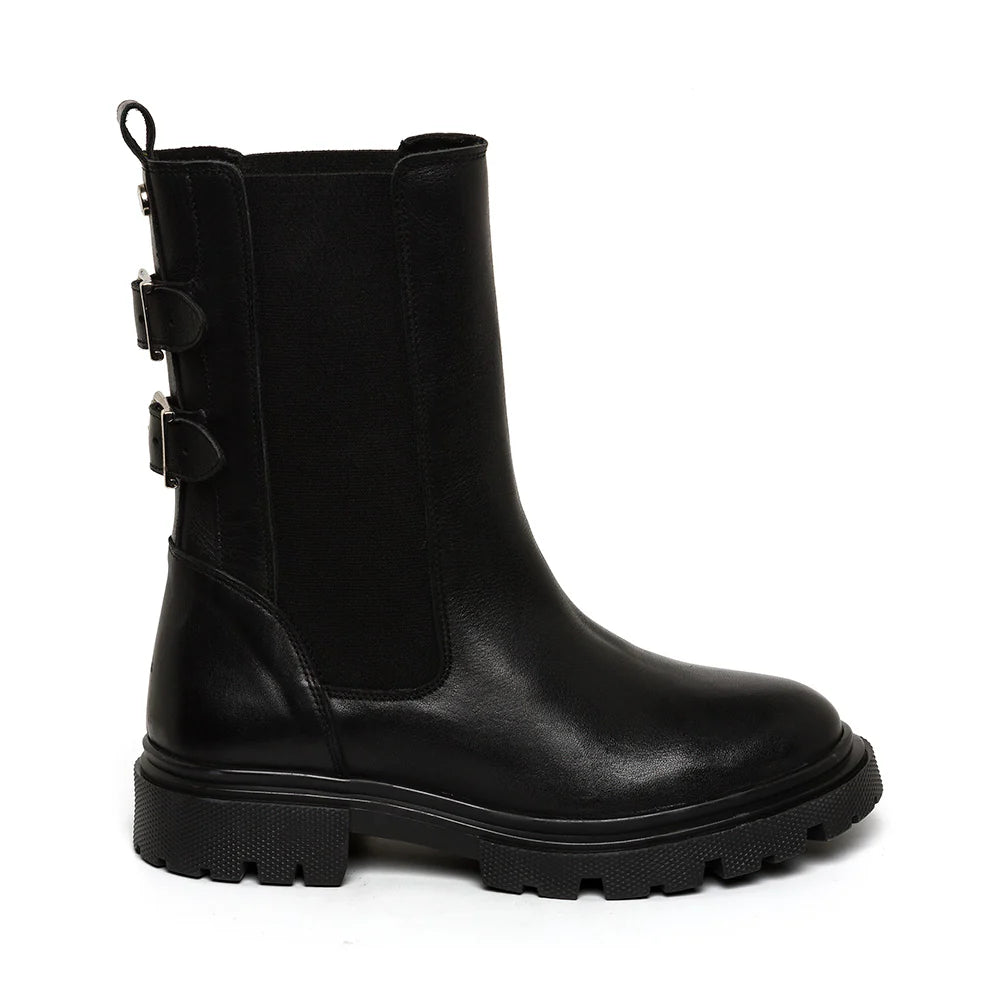 Ramy Bootie ZWART LEER