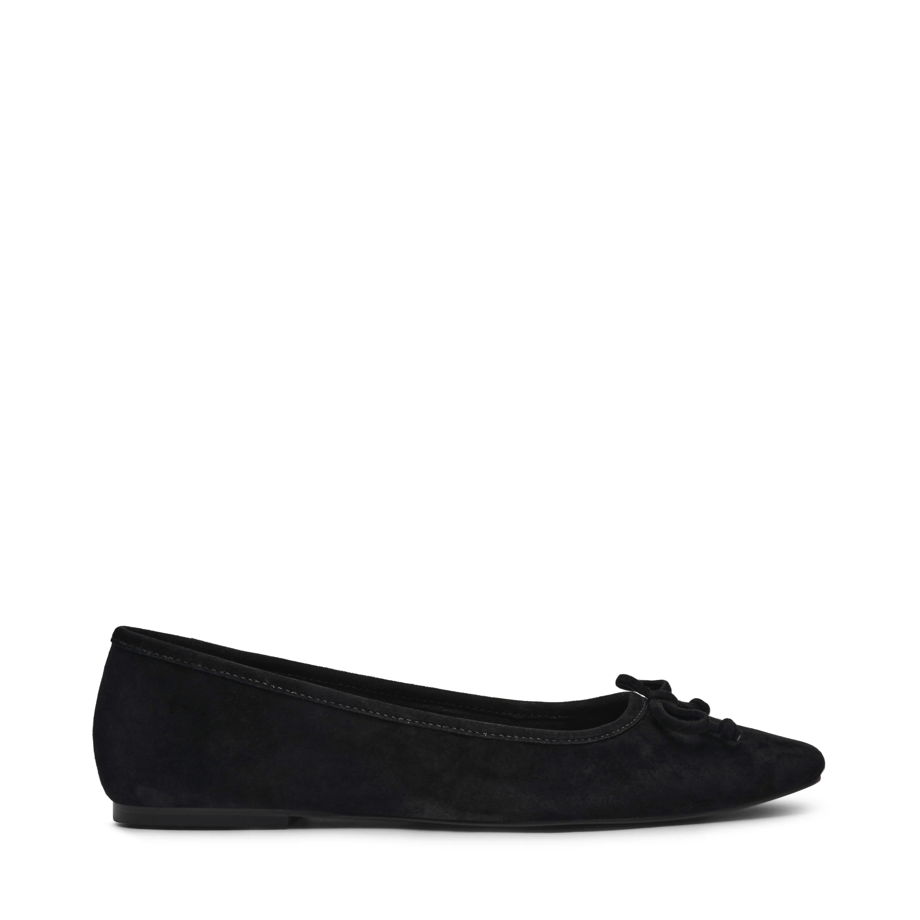 Malinda Flacher Schuh SCHWARZES WILDLEDER