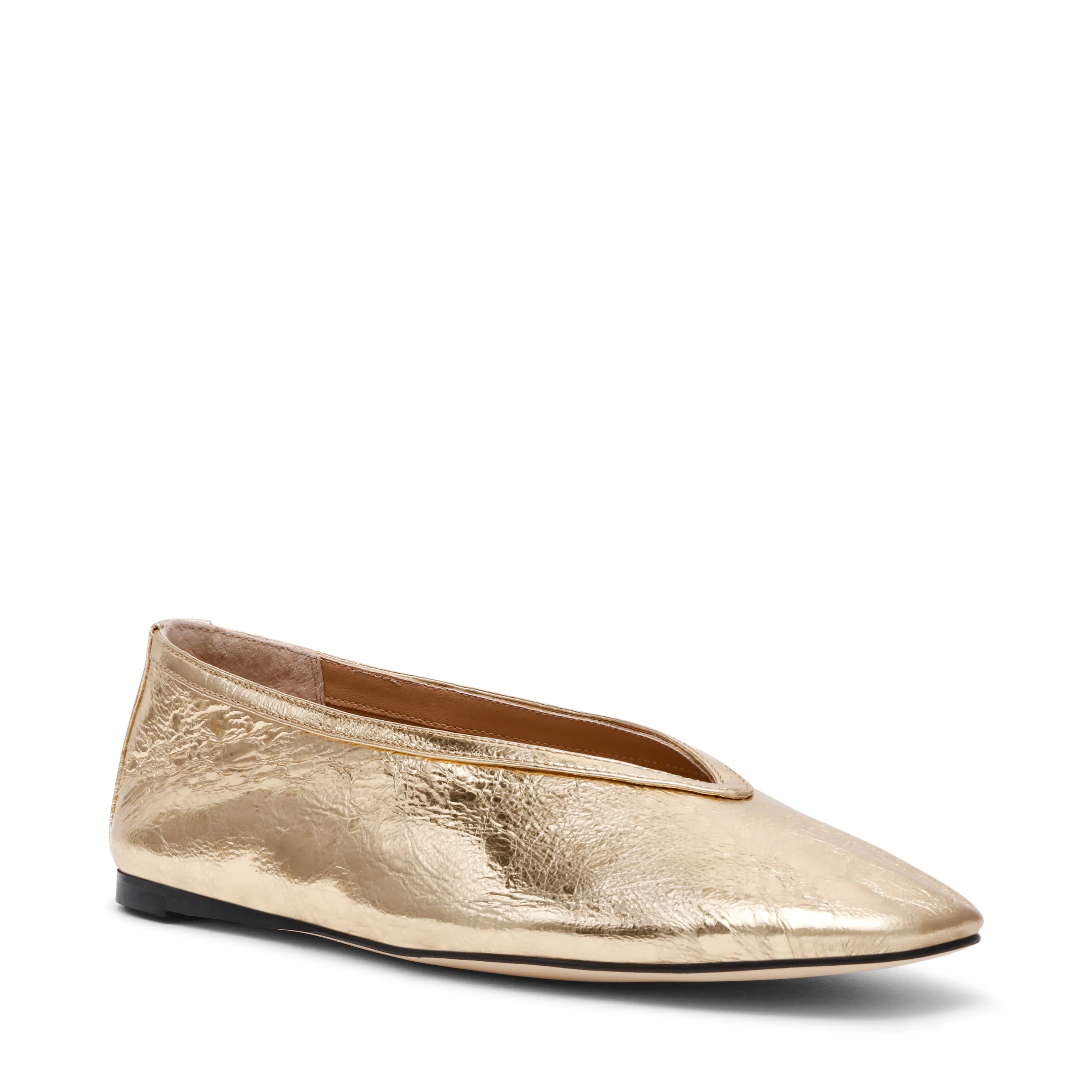 Flacher Schuh Leni aus goldenem Leder