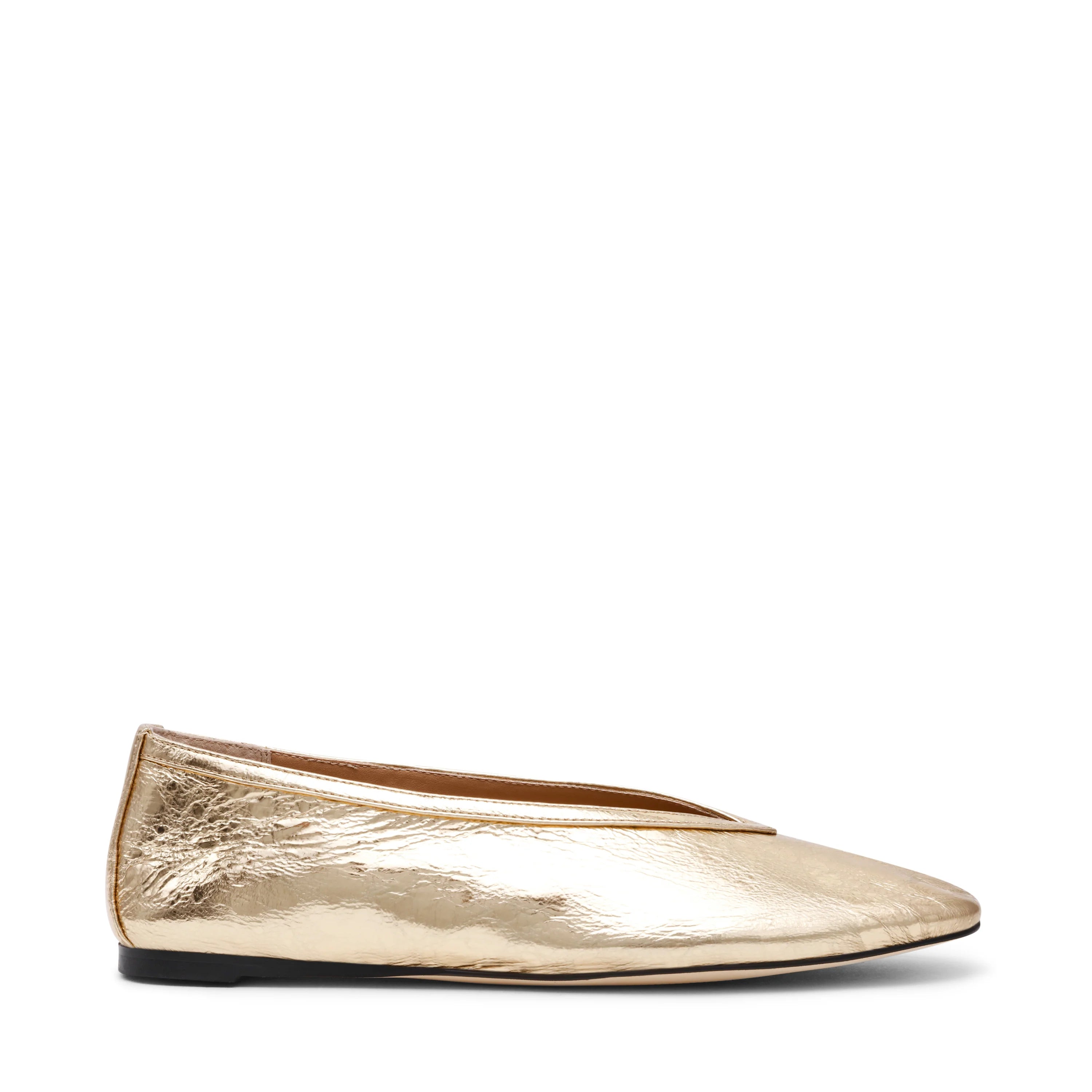 Flacher Schuh Leni aus goldenem Leder