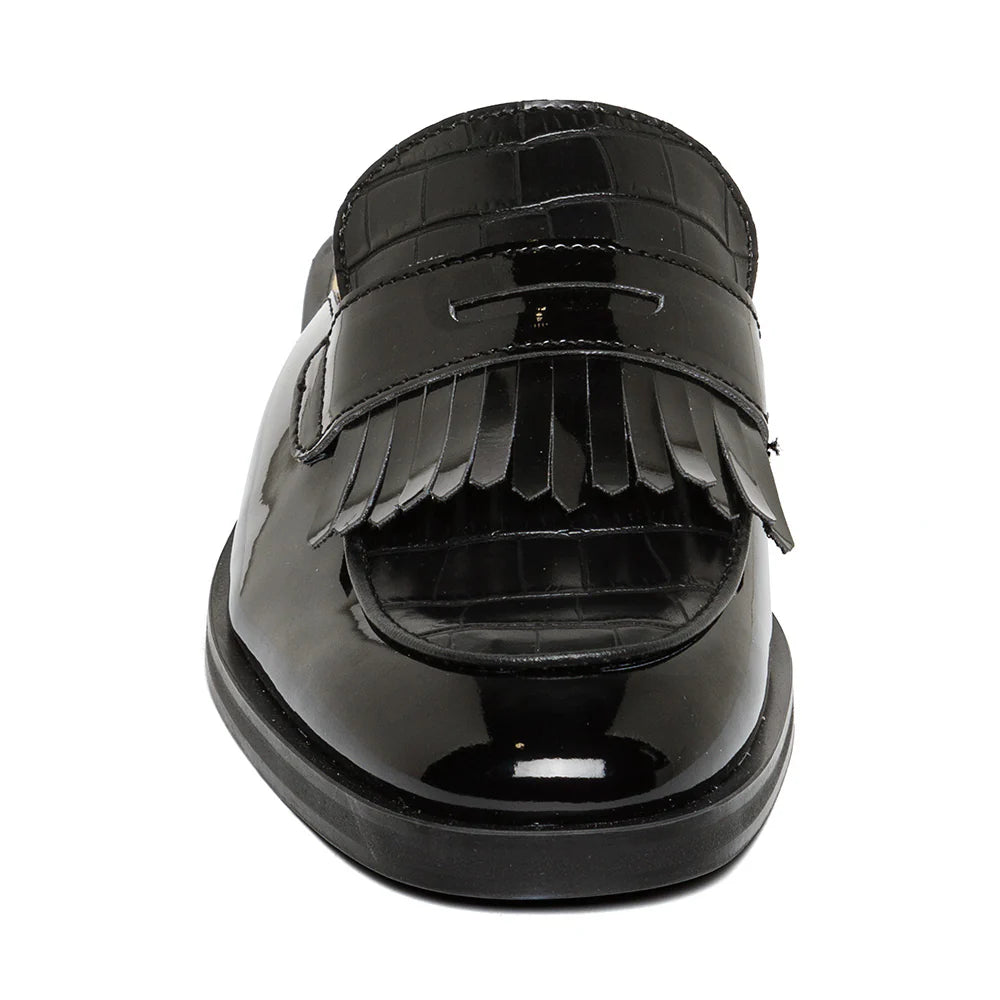 Nanette Flacher Schuh BLK PATENT