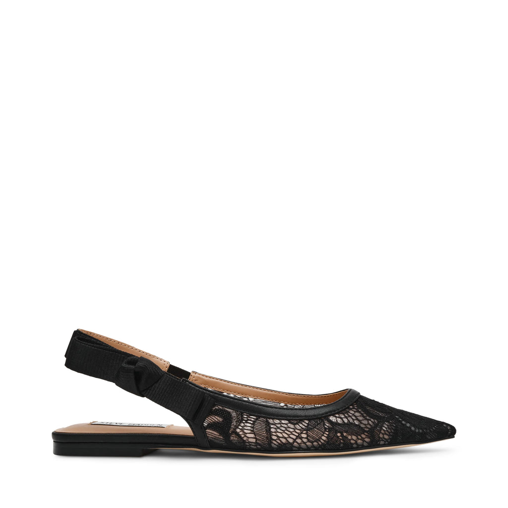 Olyvia-L Flacher Schuh, schwarze Spitze