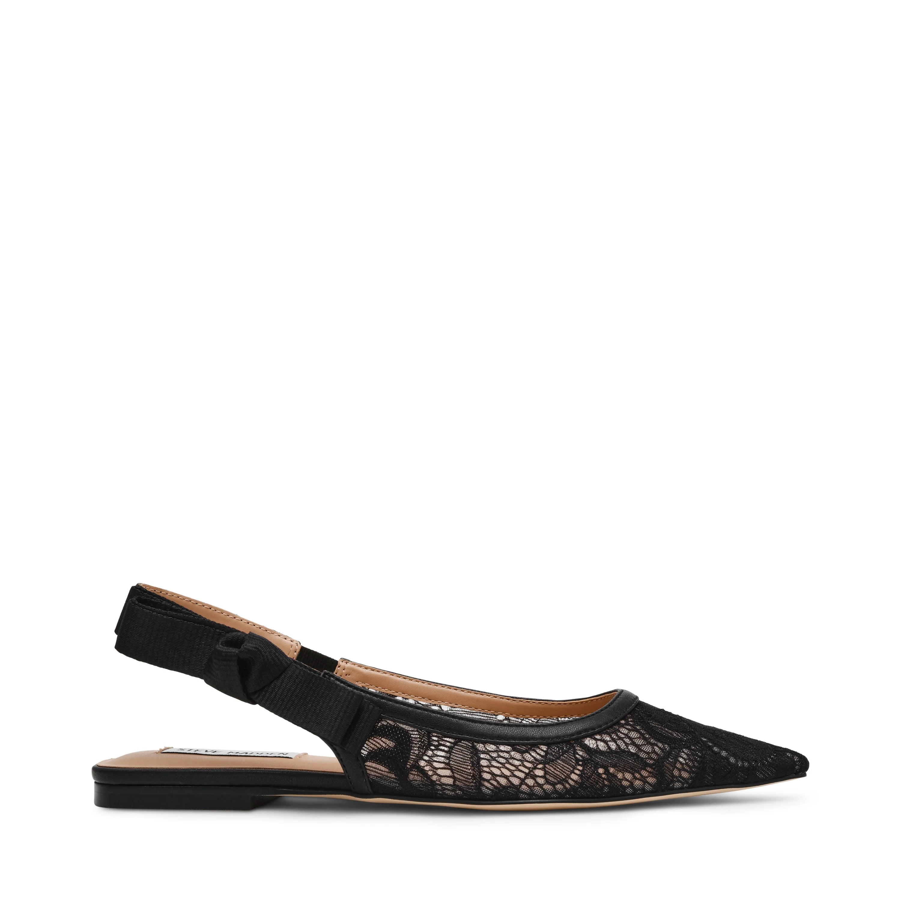 Olyvia-L Flacher Schuh, schwarze Spitze