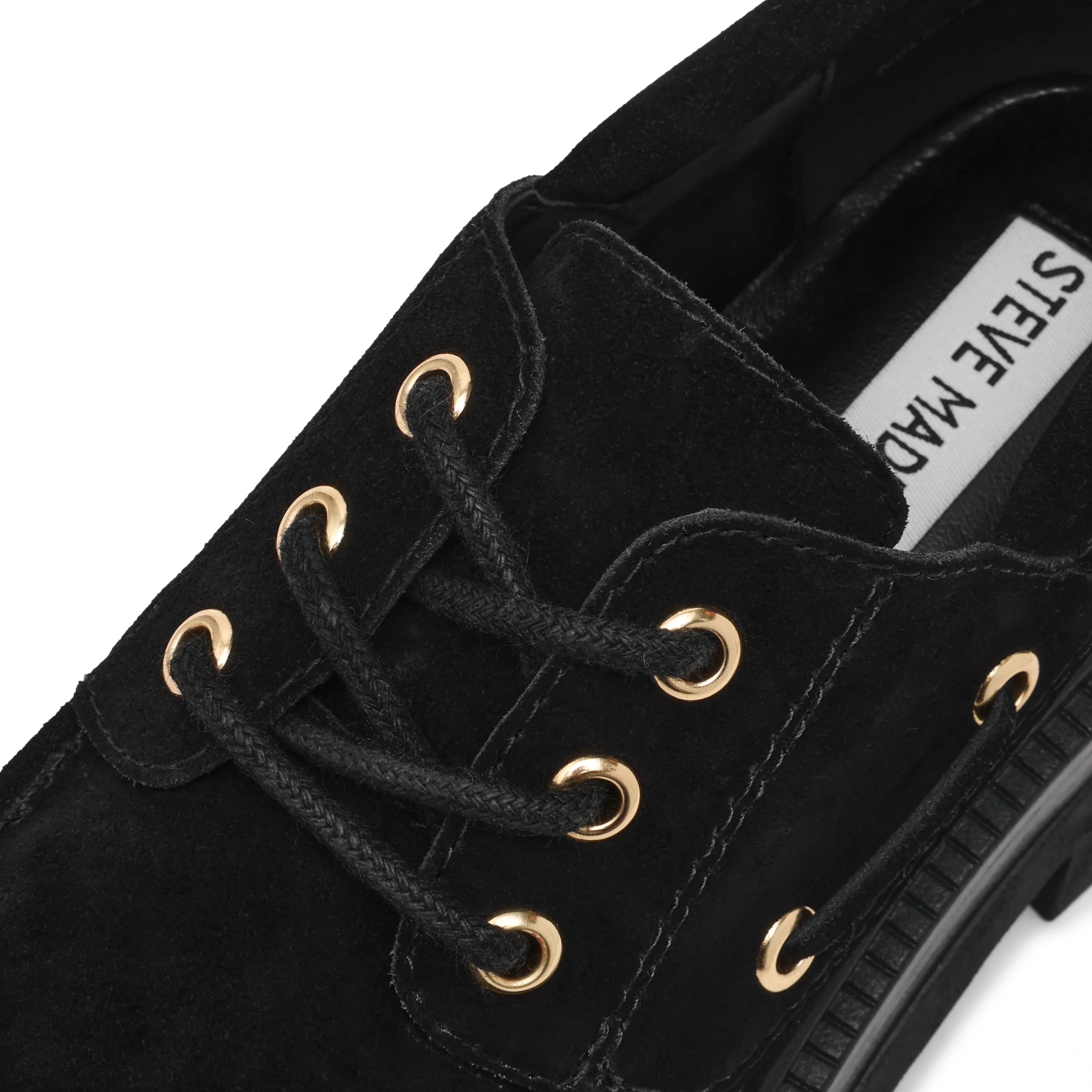 Detroit Flacher Schuh SCHWARZES WILDLEDER