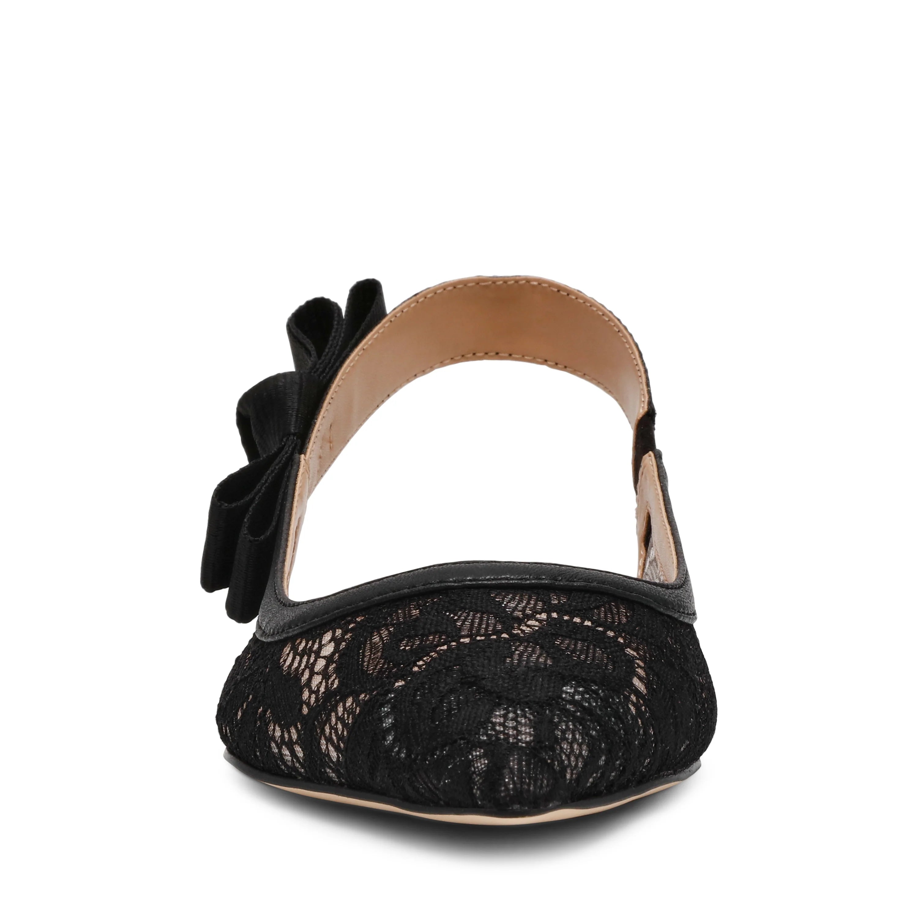 Olyvia-L Flacher Schuh, schwarze Spitze